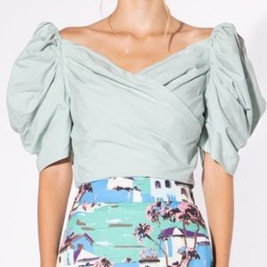 Mint Puff Sleeve Blouse